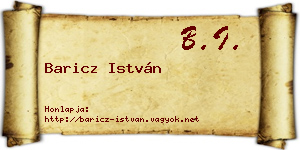 Baricz István névjegykártya